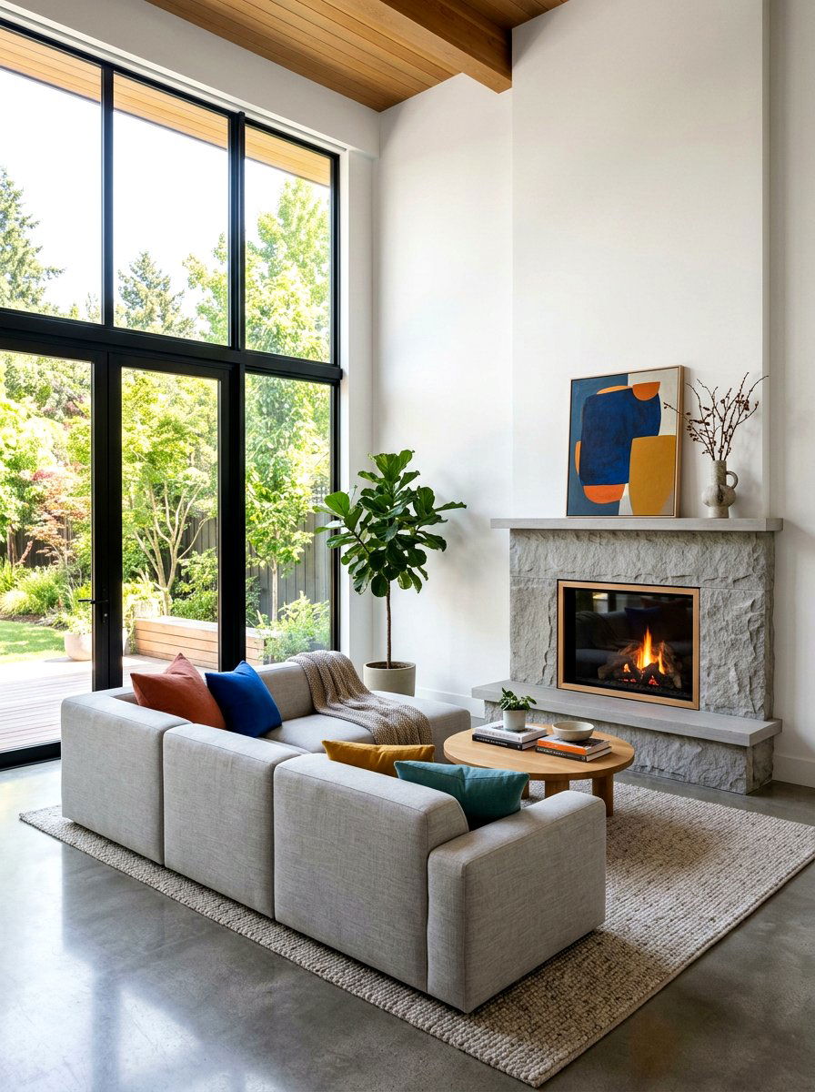 Minimalist fireplace living room - 30 hotel chic living room ideas