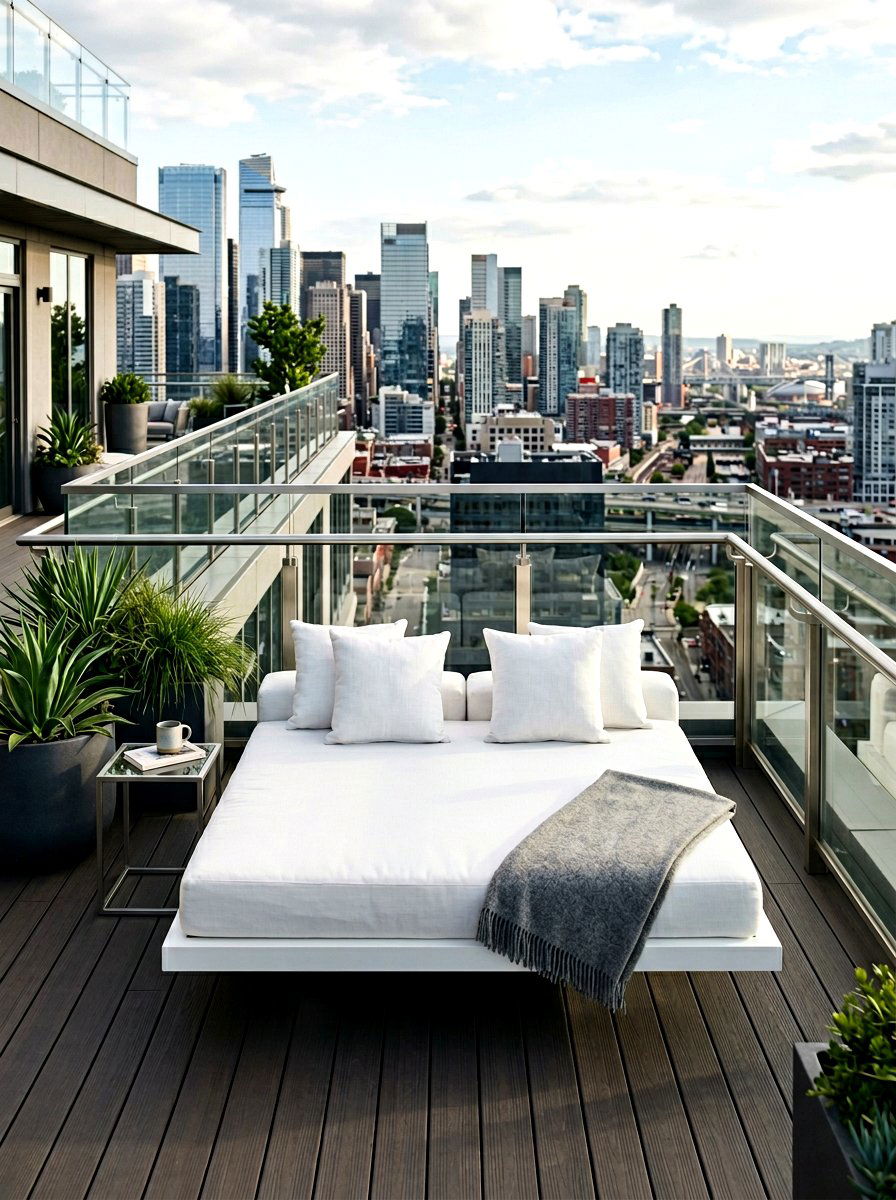 Minimalist floating porch bed - 30 porch swing bed ideas