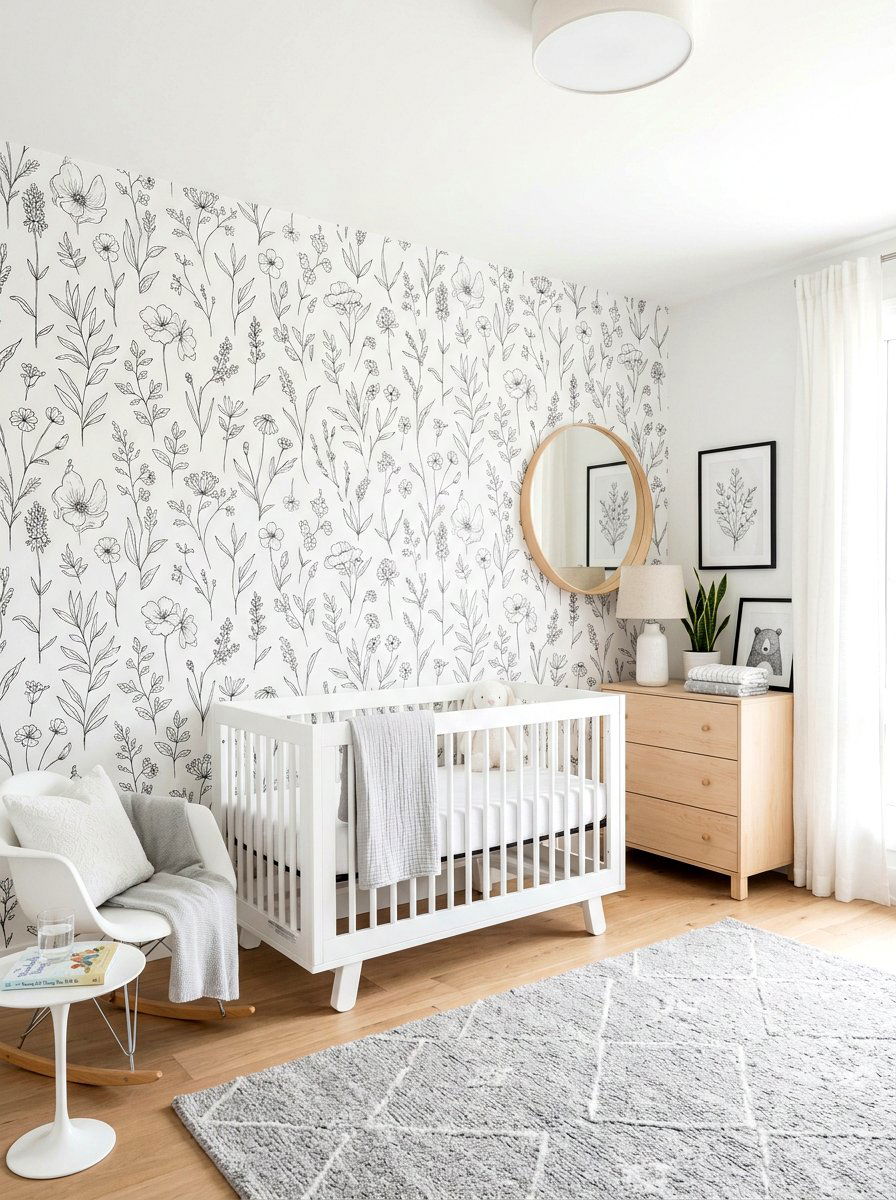 Minimalist floral nursery wallpaper - 30 floral nursery wallpaper ideas