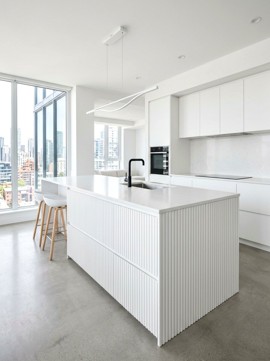 Minimalist fluted kitchen island - 30 fluted kitchen island ideas