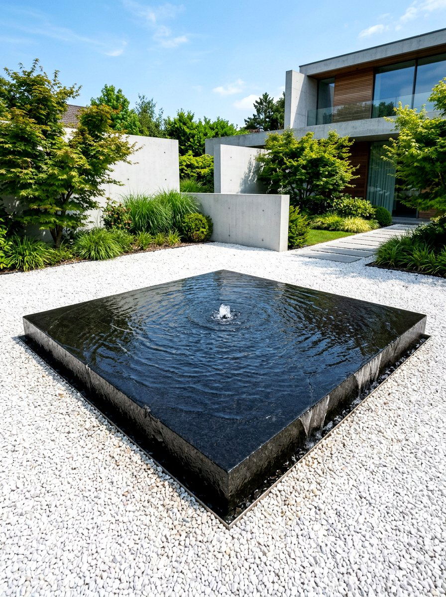 Minimalist fountain - 30 patio fountain ideas
