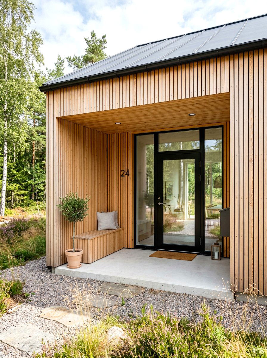 Minimalist front porch Scandinavian house - 30 Scandinavian house exterior ideas