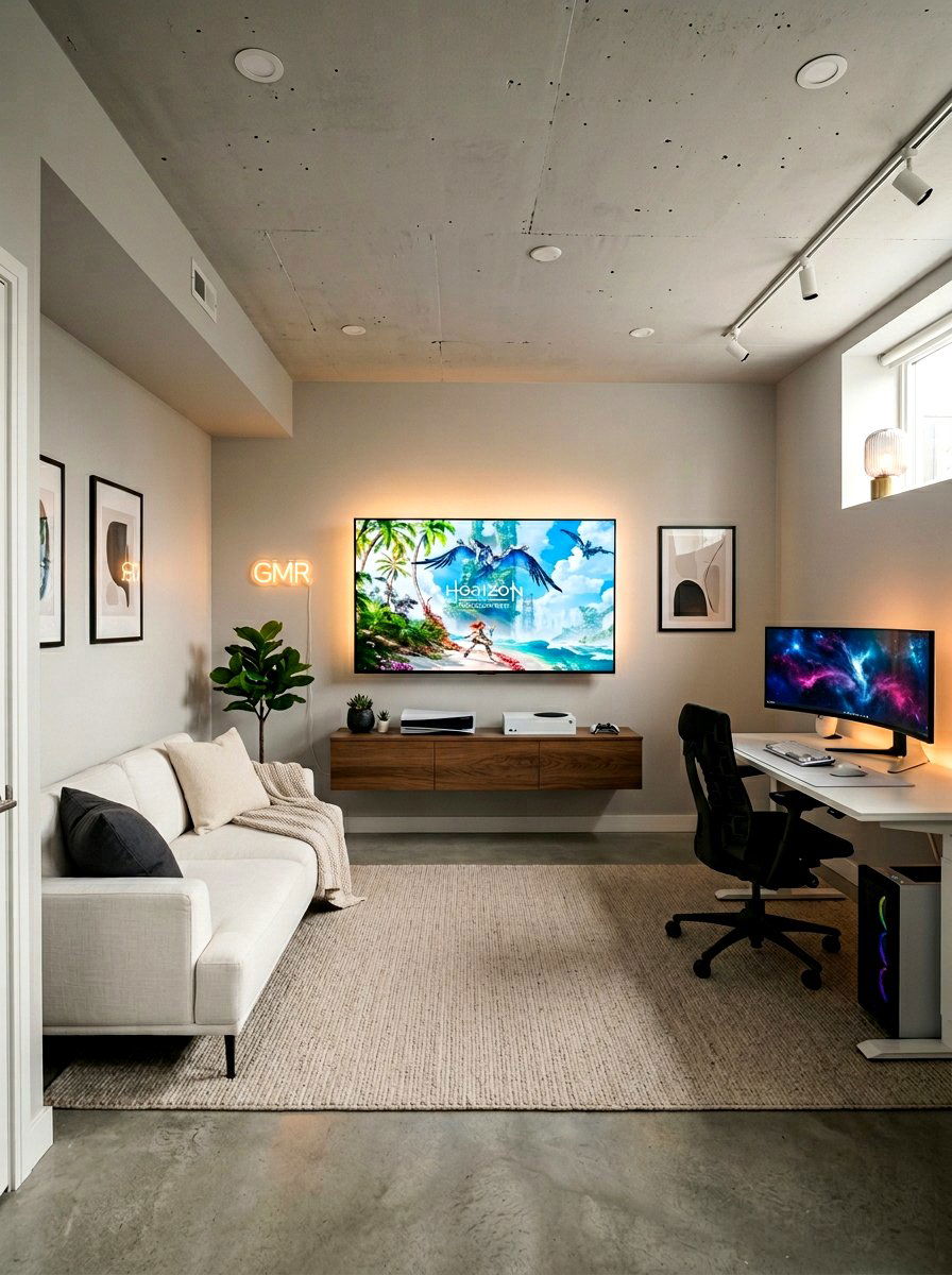 Minimalist gaming room - 30 basement game room ideas