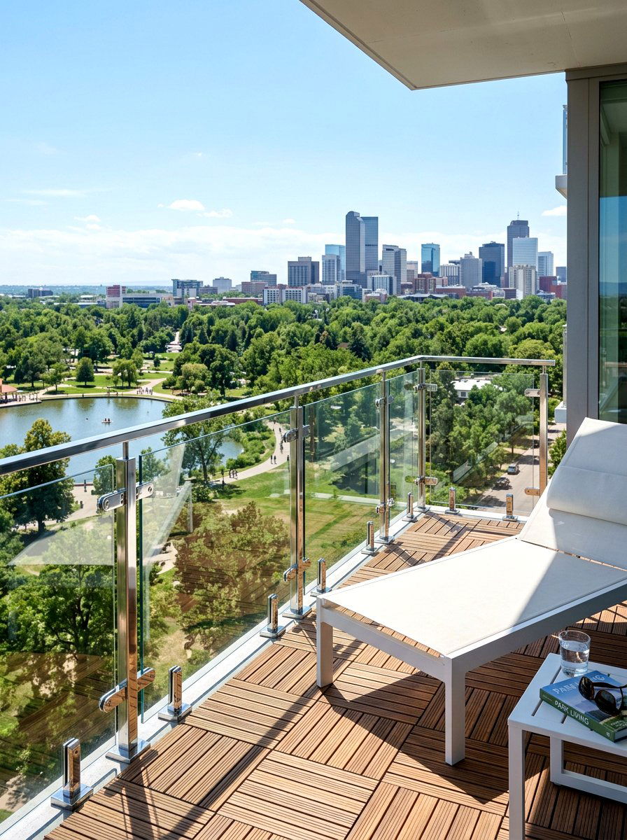 Minimalist glass railing - 30 apartment deck ideas