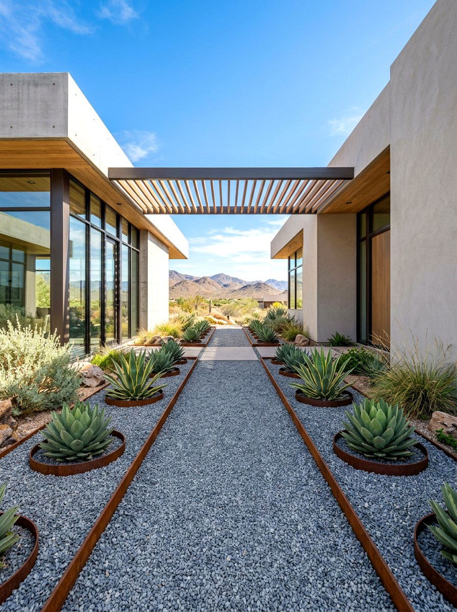 Minimalist gravel garden - 30 breezeway garden ideas