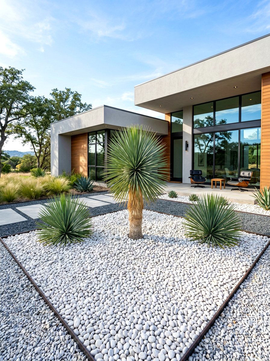 Minimalist gravel landscape - 30 hellstrip garden ideas