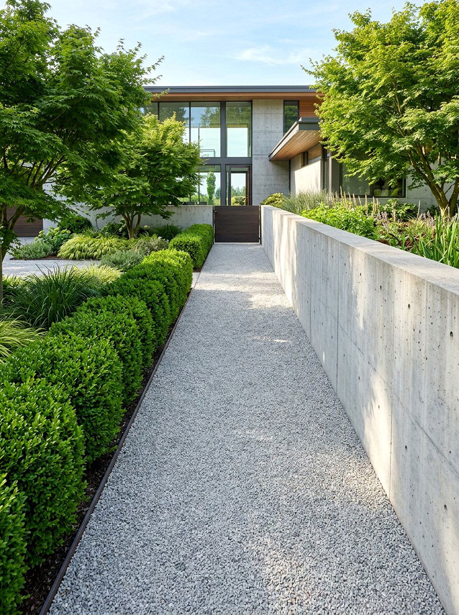 Minimalist gravel walkway - 30 gravel path backyard ideas