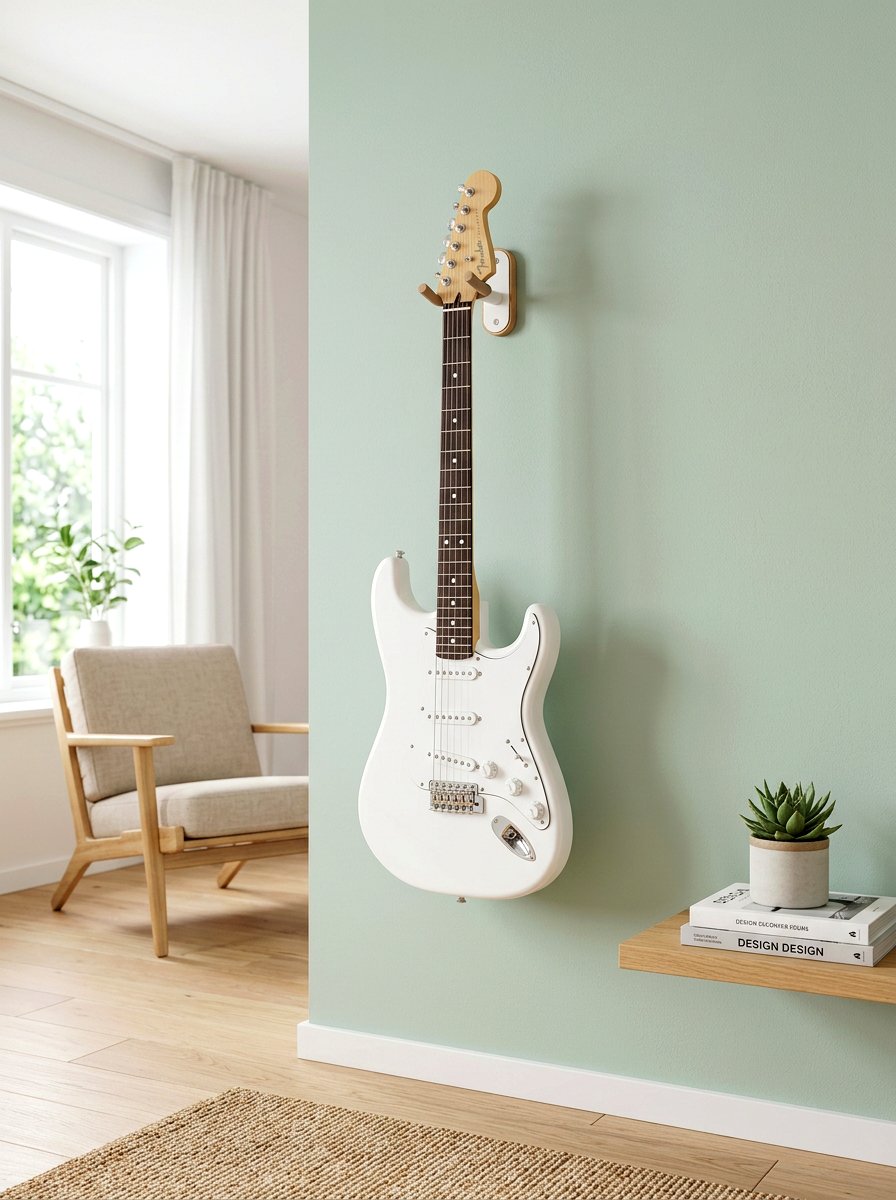 Minimalist guitar wall hook - 30 guitar wall display ideas