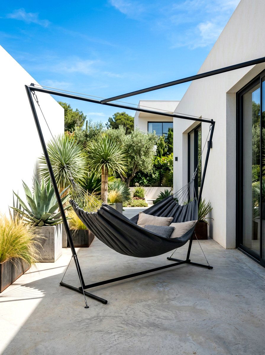 Minimalist hammock swing - 30 hammock patio ideas