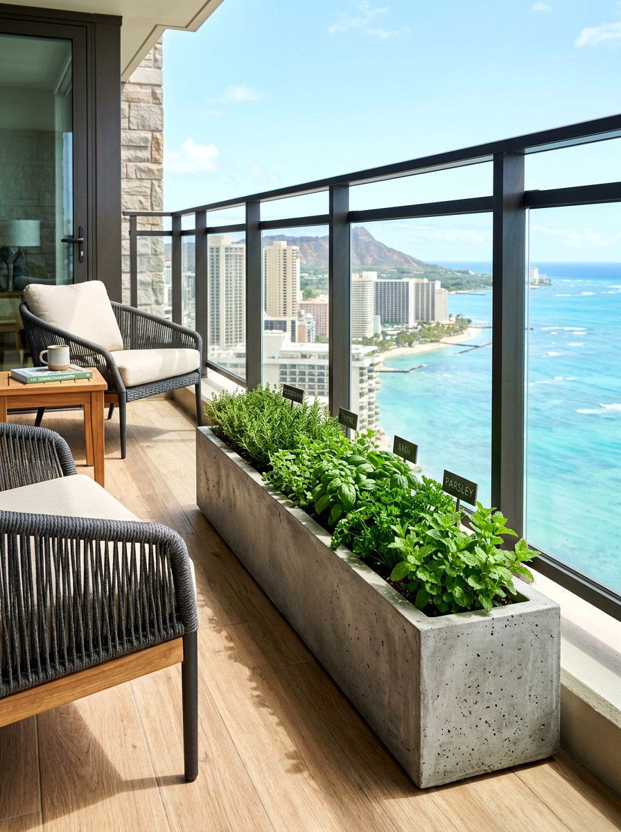 Minimalist herb box - 30 balcony herb box ideas