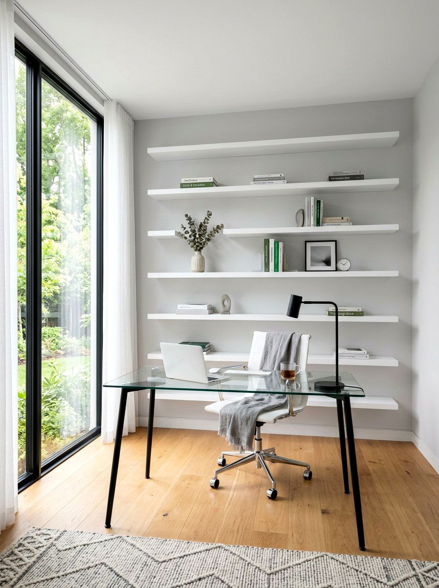 Minimalist home office library - 30 book lover office ideas