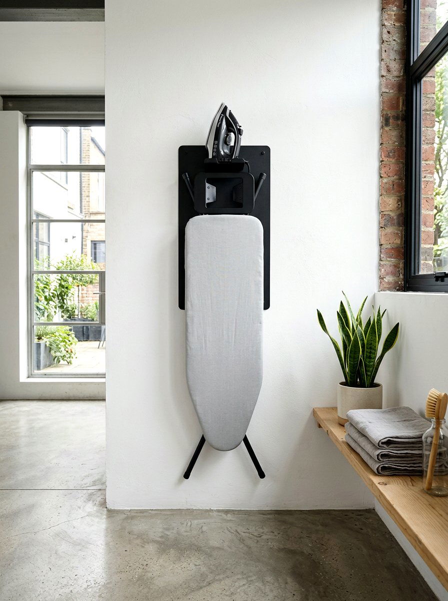 Minimalist ironing board wall bracket - 30 ironing board storage ideas