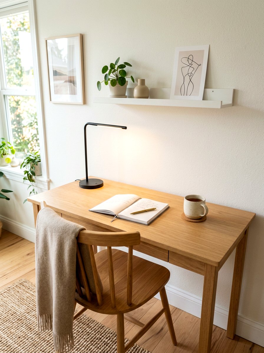 Minimalist journaling desk - 30 tea and journaling corner ideas