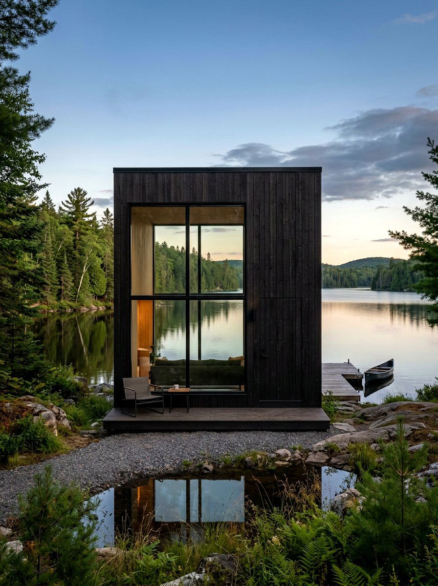 Minimalist lake house cabin - 30 lake house exterior ideas