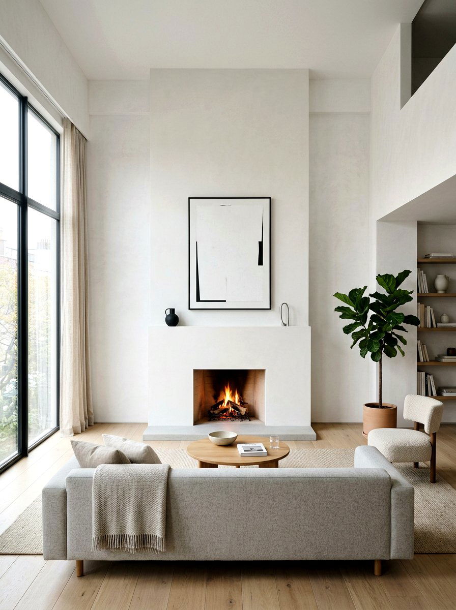 Minimalist limewash fireplace surround - 30 limewash fireplace ideas