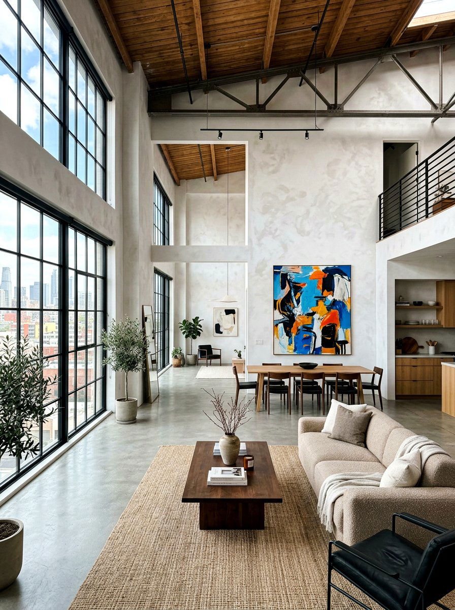 Minimalist limewash loft - 30 limewash wall ideas