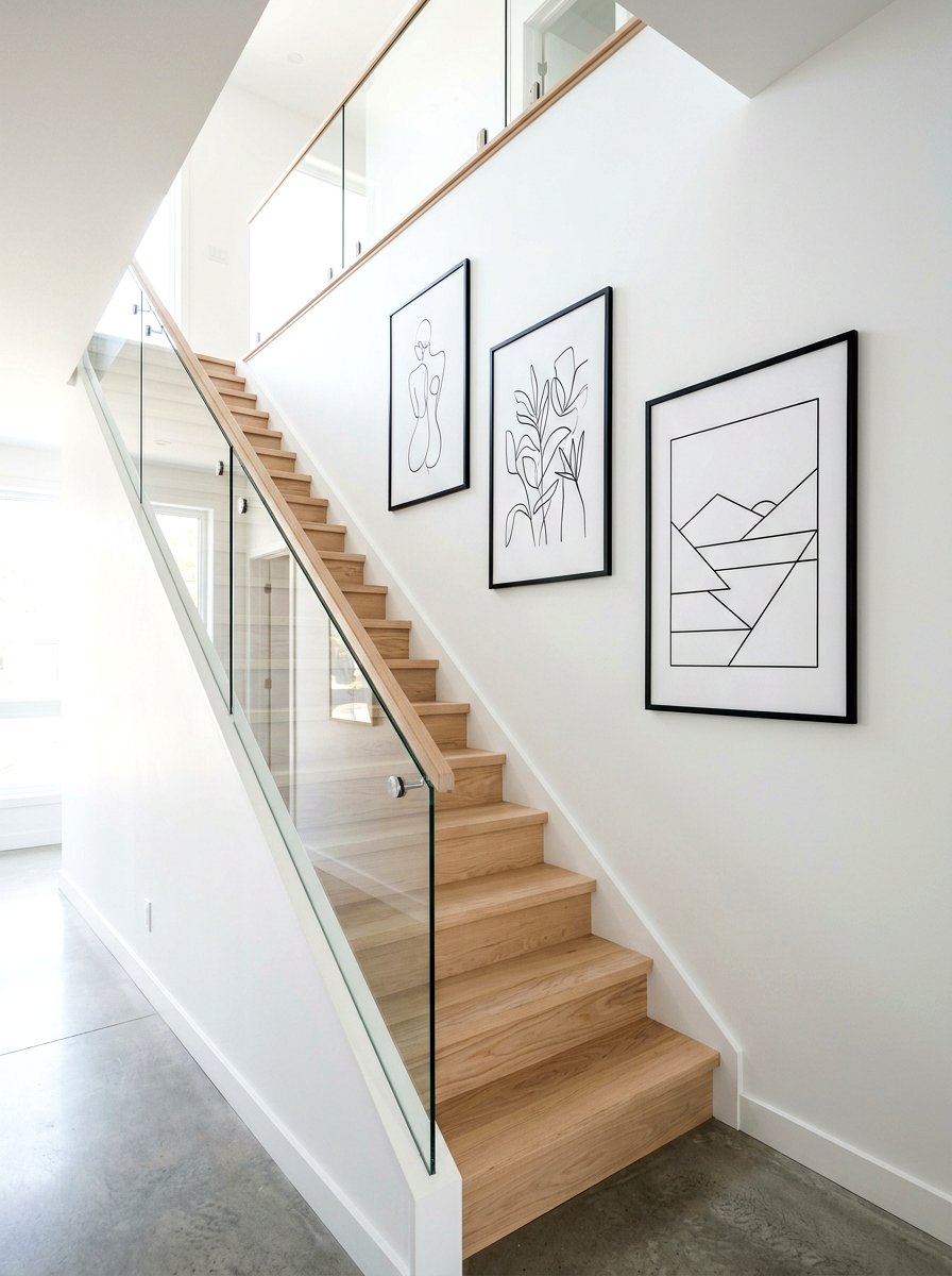 Minimalist line art - 30 staircase wall ideas
