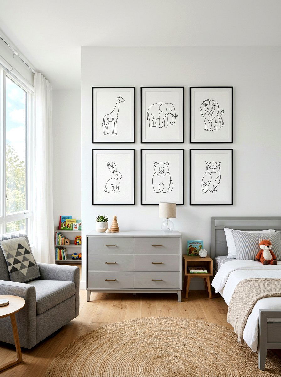 Minimalist line art - 30 art wall kids room ideas