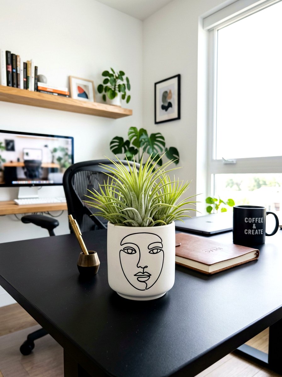 Minimalist line art pot - 30 painted flower pot ideas