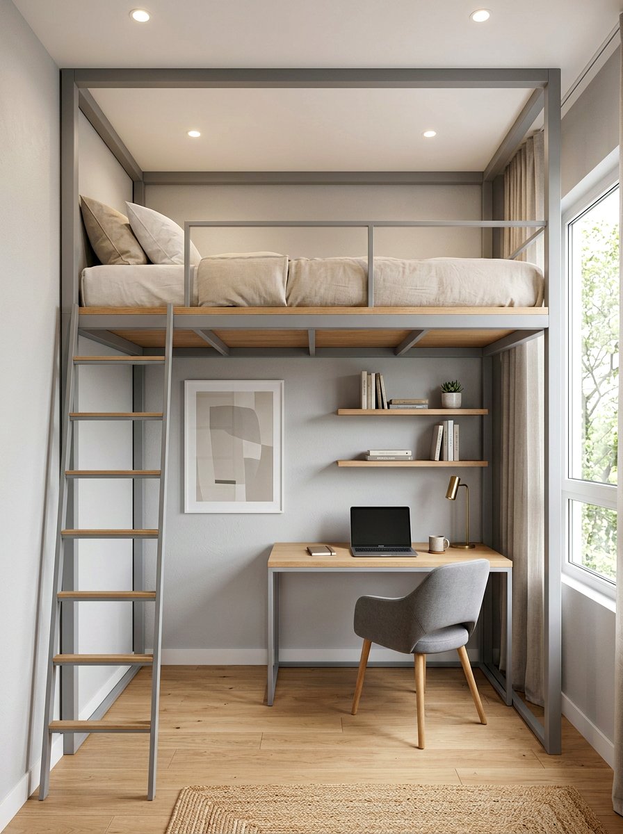 Minimalist loft bed for small bedroom - 30 loft bed office combo ideas
