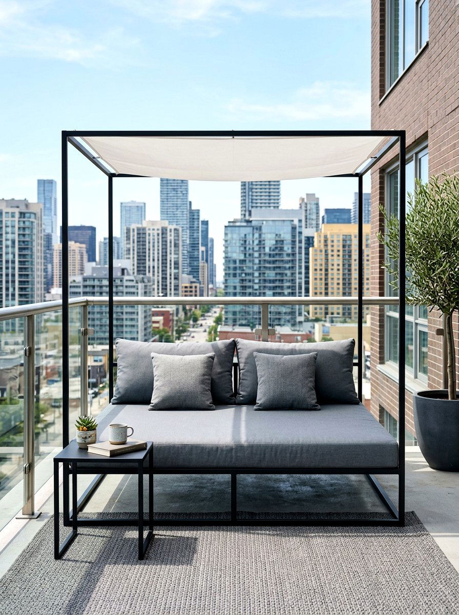 Minimalist metal daybed - 30 outdoor daybed canopy ideas