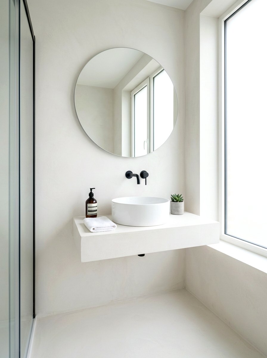 Minimalist microcement bathroom walls - 30 microcement bathroom ideas