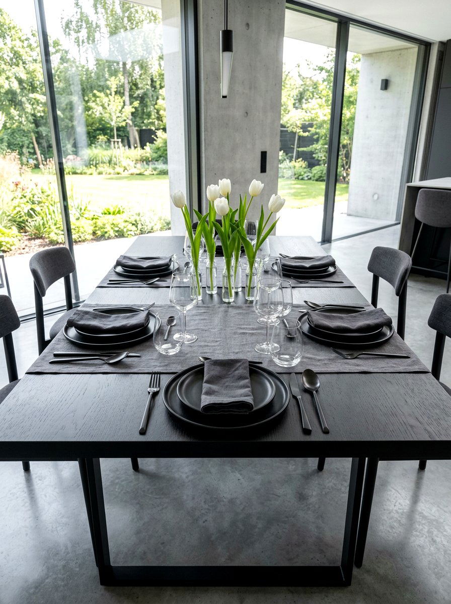 Minimalist modern dinner table - 30 romantic dinner party ideas at home