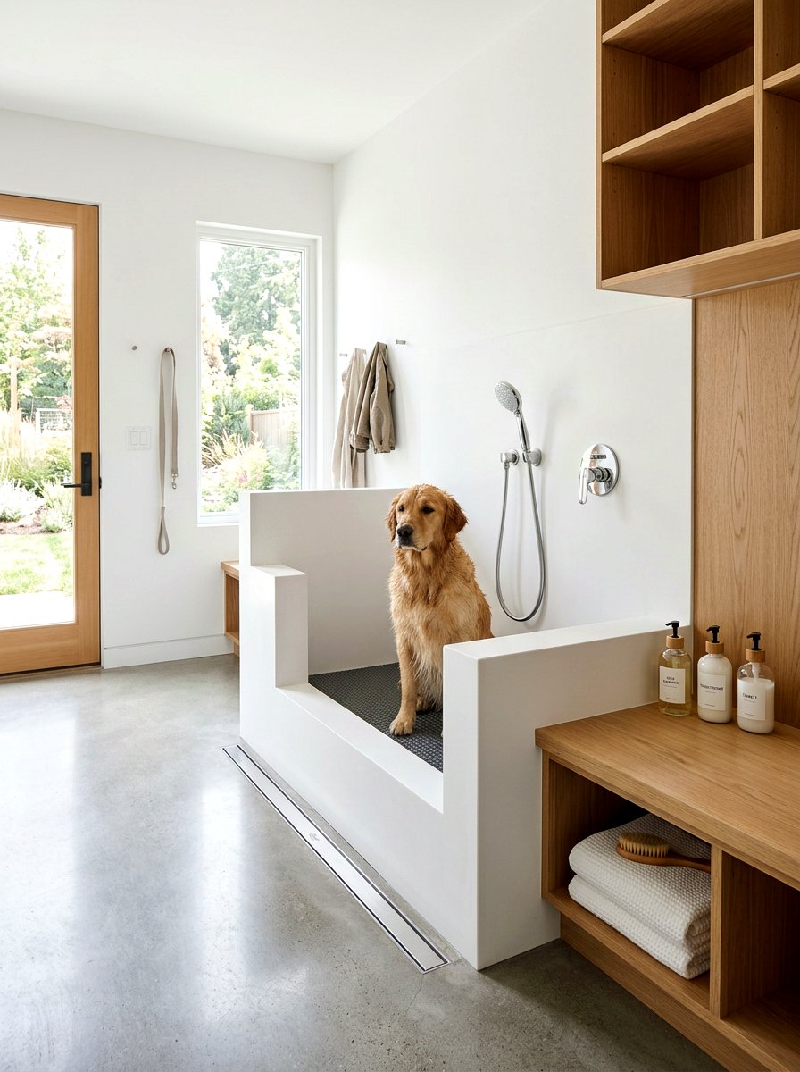 Minimalist mudroom dog wash - 30 mudroom dog wash ideas
