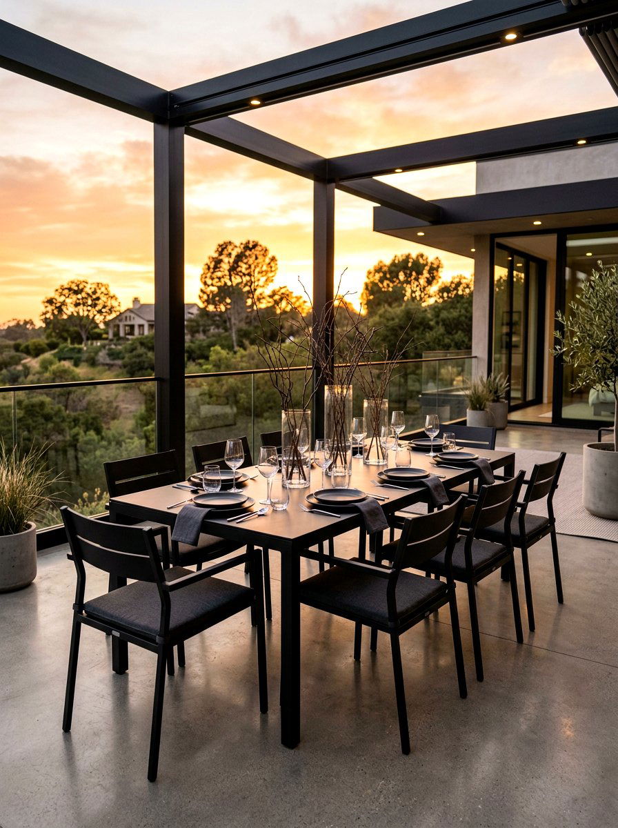 Minimalist outdoor dining space - 30 sunset dinner table ideas