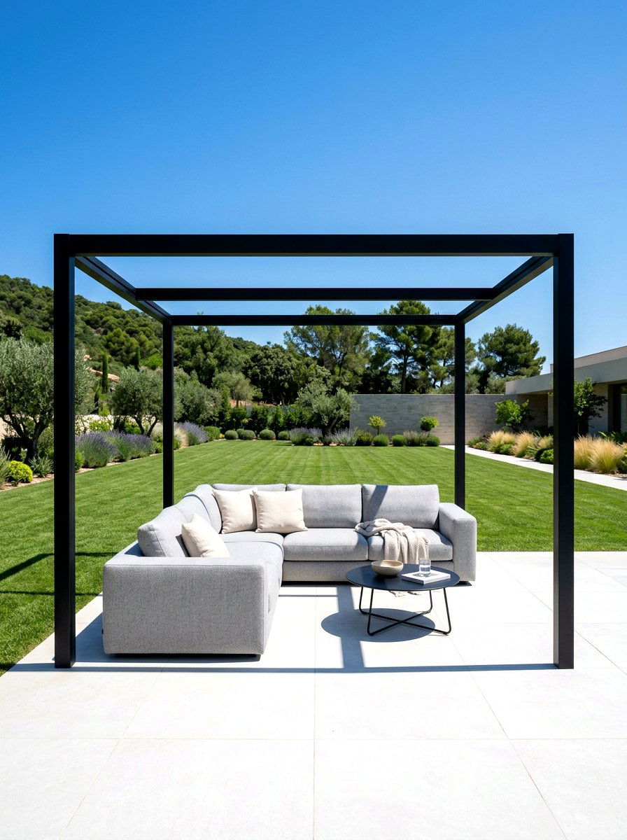 Minimalist pergola seating - 30 pergola lounge area ideas
