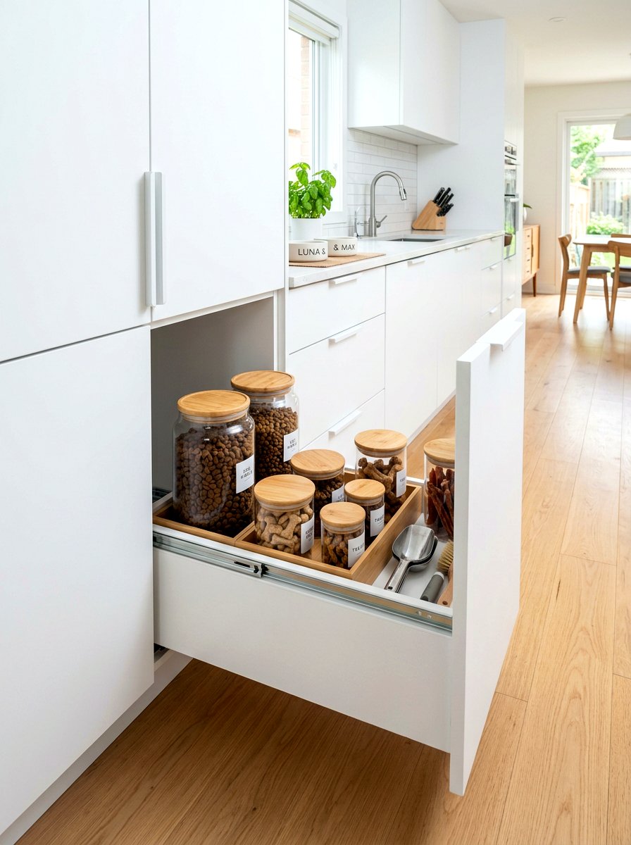 Minimalist pet food pantry - 30 pet nook apartment ideas