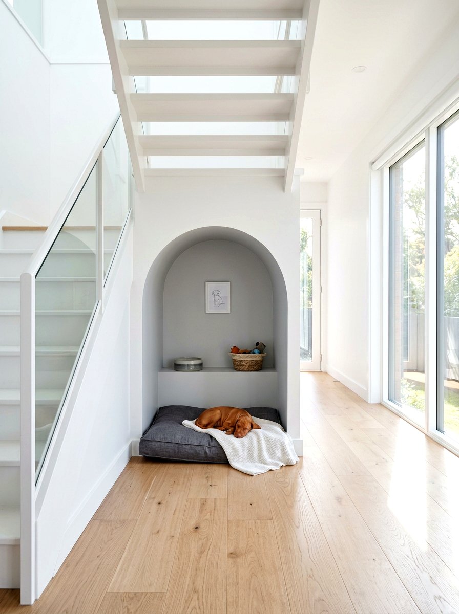 Minimalist pet sanctuary - 30 under stairs pet room ideas aesthetic