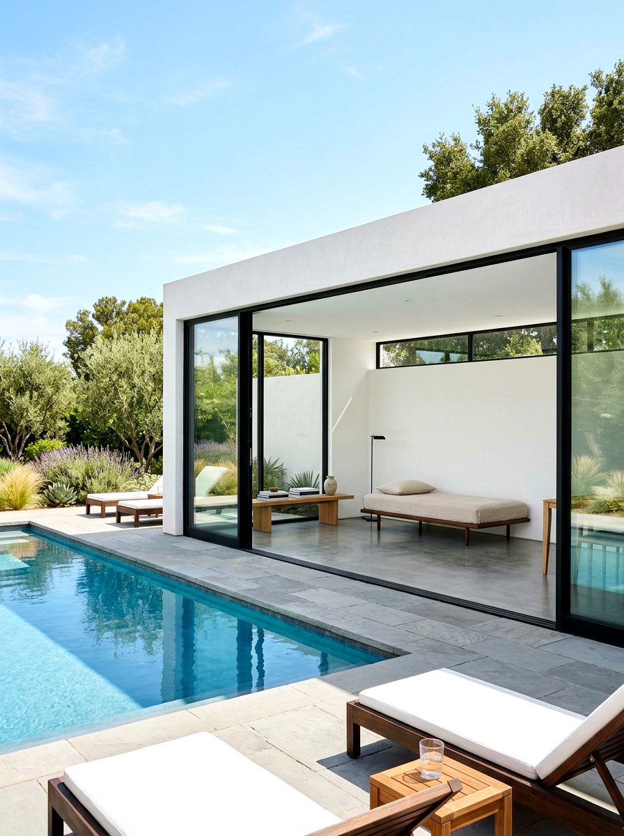 Minimalist pool house studio - 30 modern pool house ideas