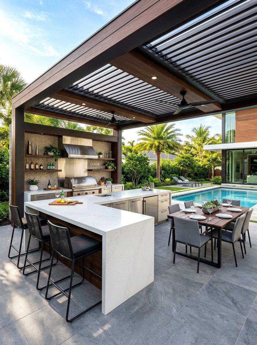 Minimalist pool lounge chairs - 30 resort poolside patio ideas
