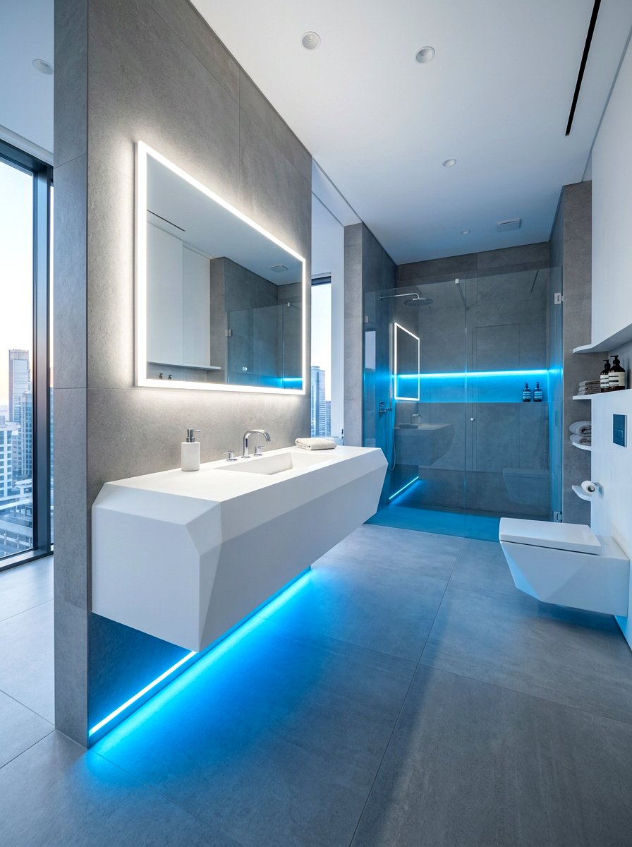 Minimalist resin bathroom sink - 30 integrated sink countertop ideas