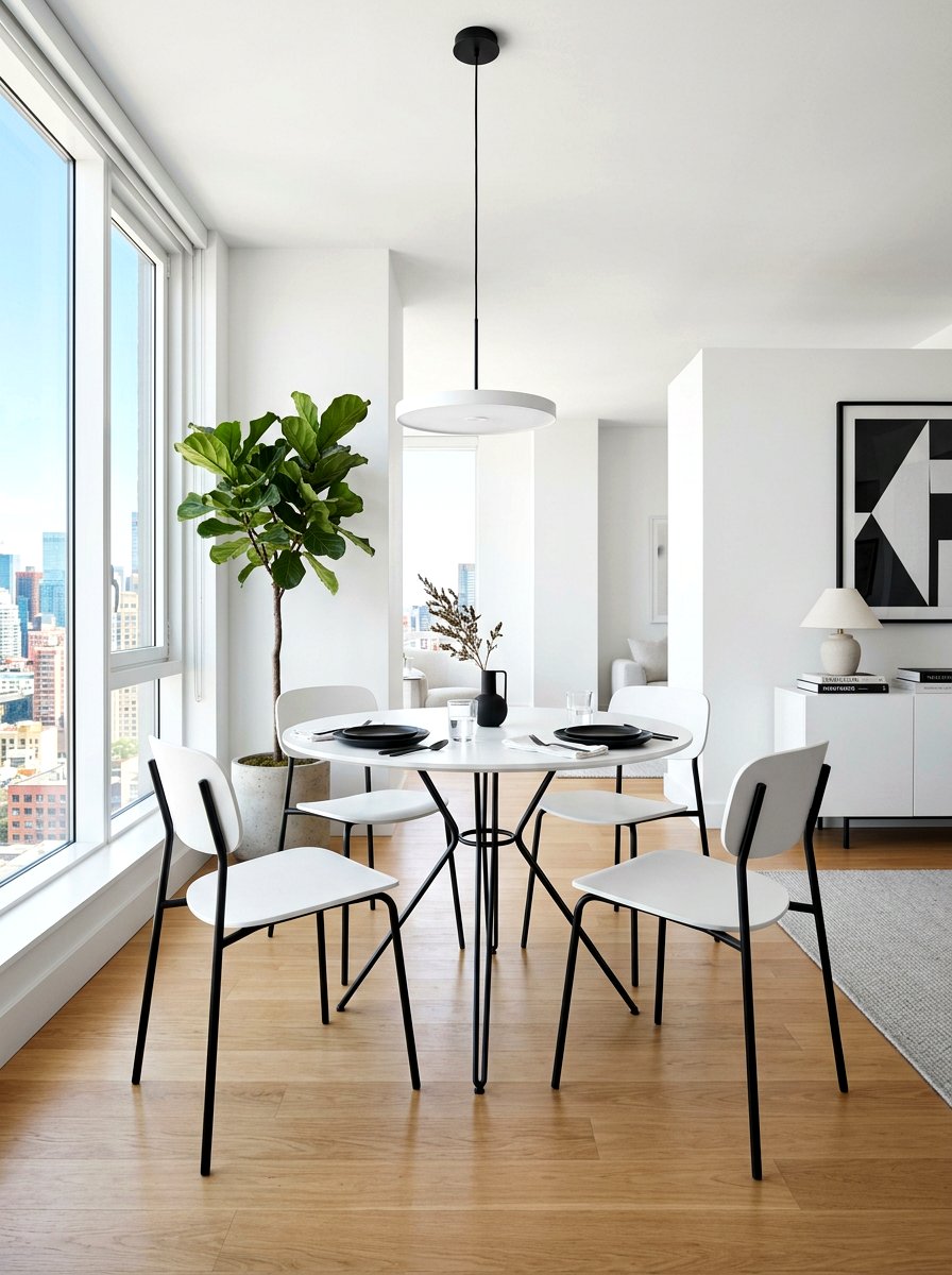 Minimalist round dining set - 30 round dining table ideas