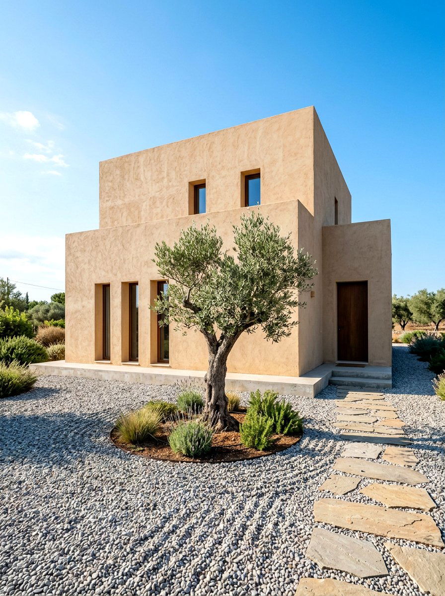Minimalist sand colored stucco - 30 clay stucco exterior ideas