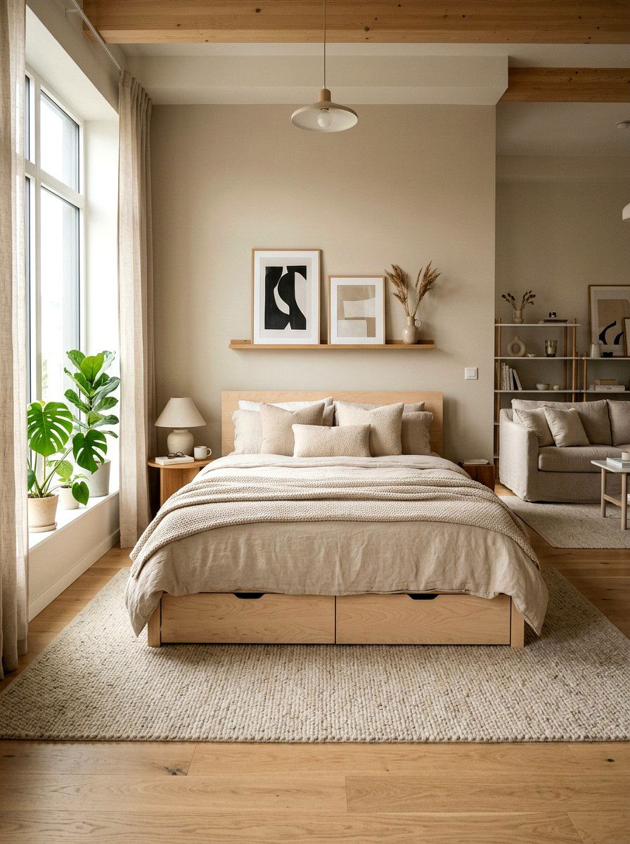 Minimalist scandi studio bedroom - 30 Scandinavian bedroom ideas