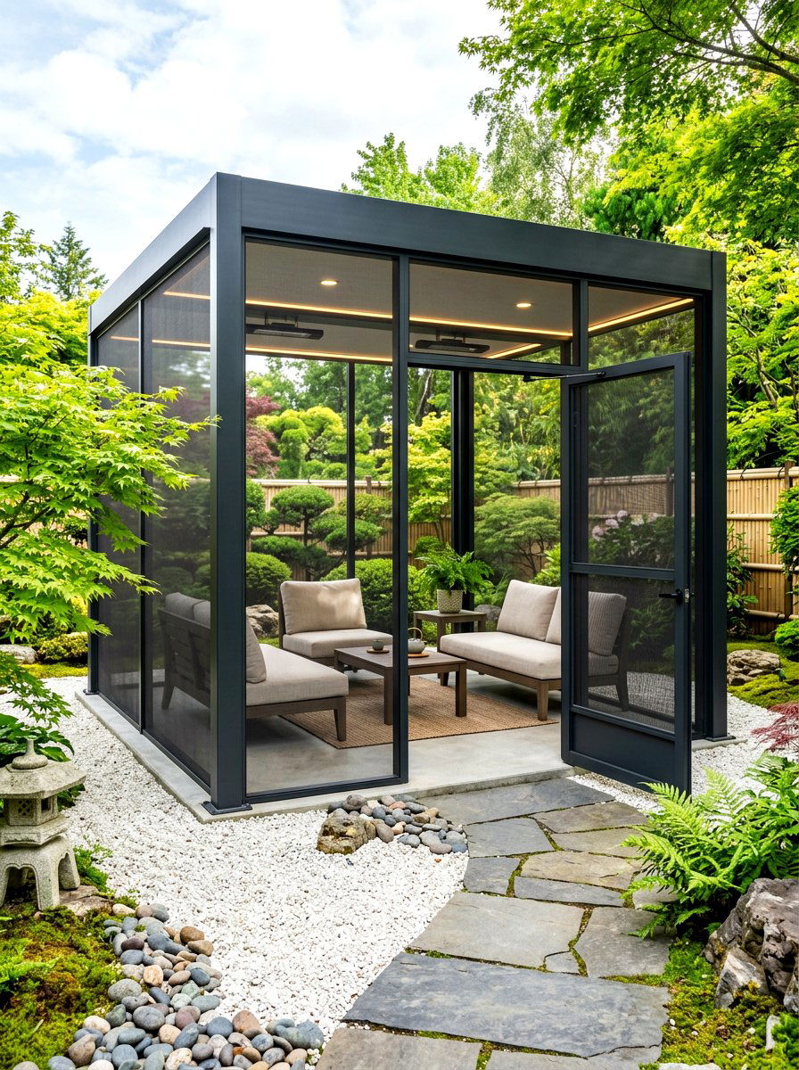 Minimalist screened gazebo - 30 screened gazebo dining ideas