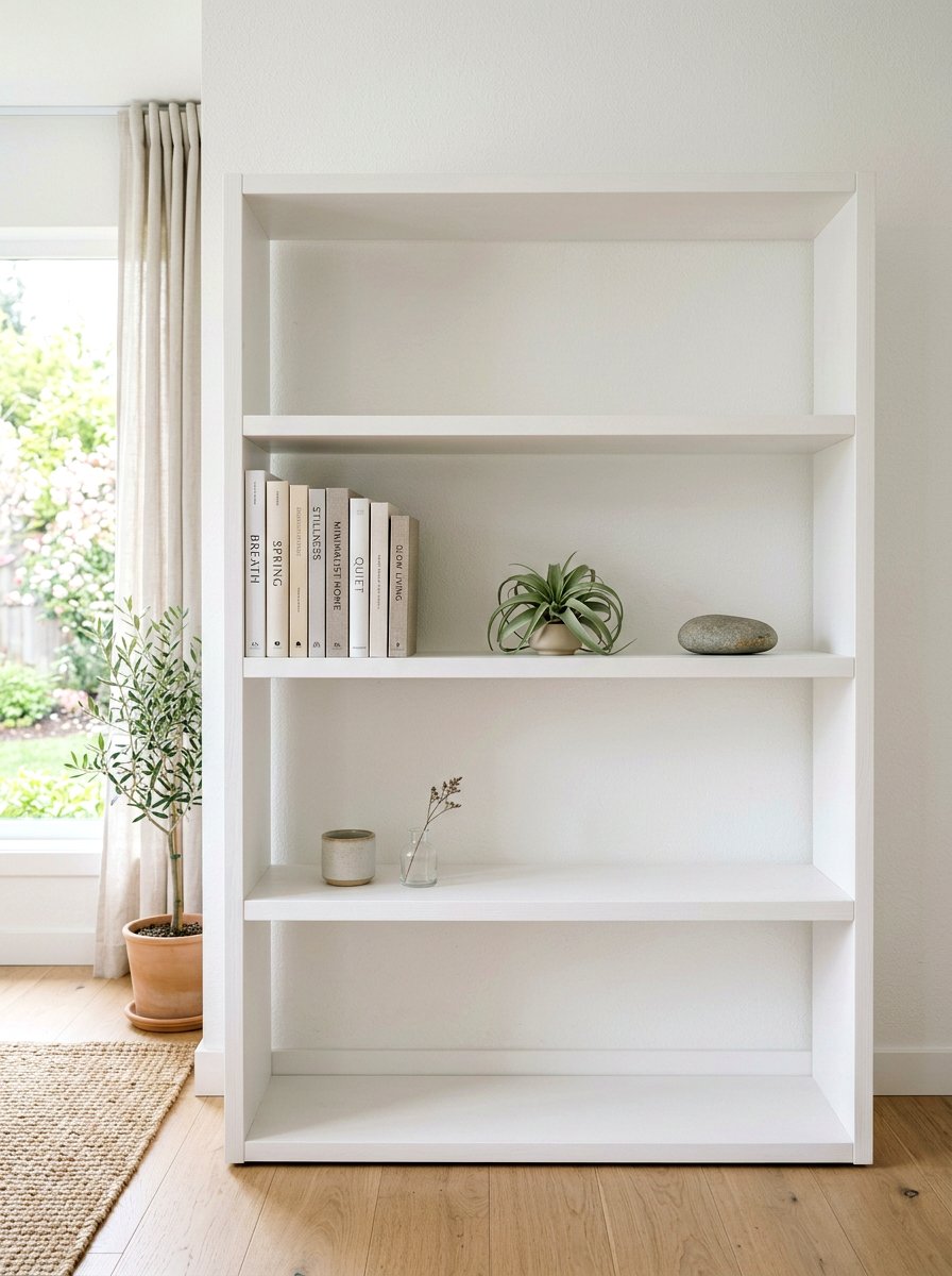 Minimalist spring bookshelf - 30 bookshelf spring styling ideas