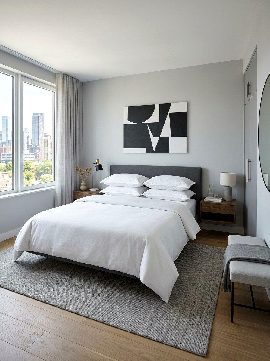 Minimalist stack pillows - 30 pillowy bed styling ideas
