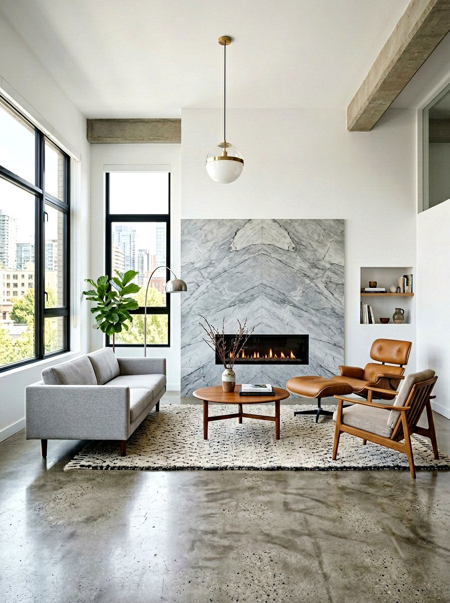Minimalist stone fireplace - 30 stone fireplace ideas