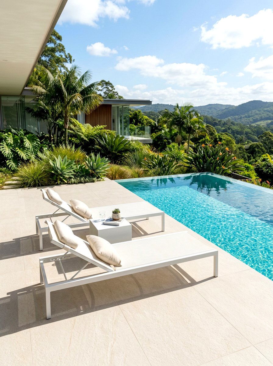 Minimalist sun deck - 30 small poolside patio ideas