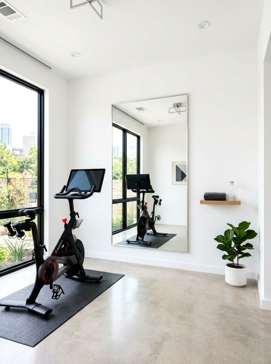 Minimalist thin frame mirror - 30 workout room mirror ideas
