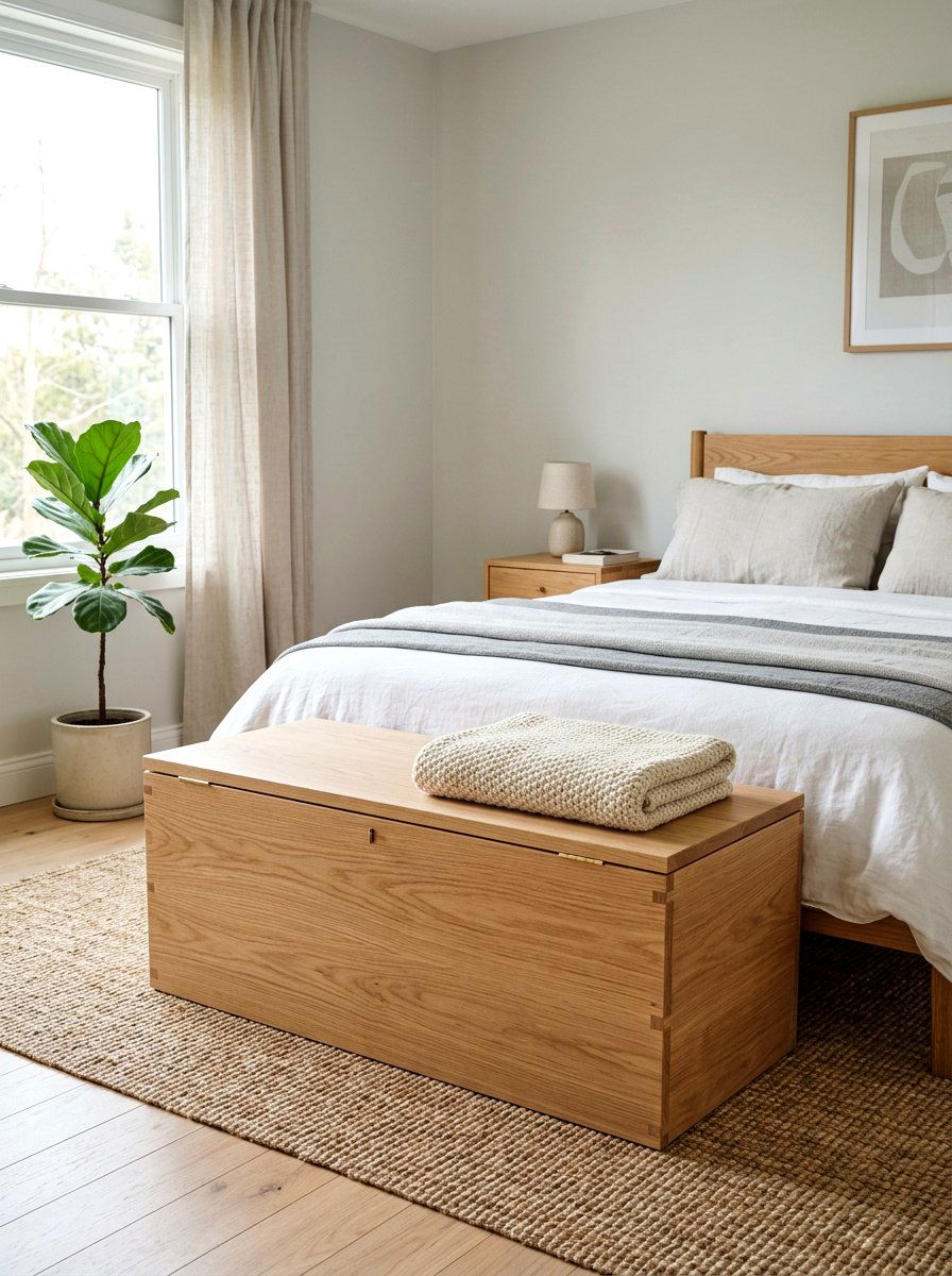 Minimalist trunk chest - 30 minimalist bedroom storage ideas