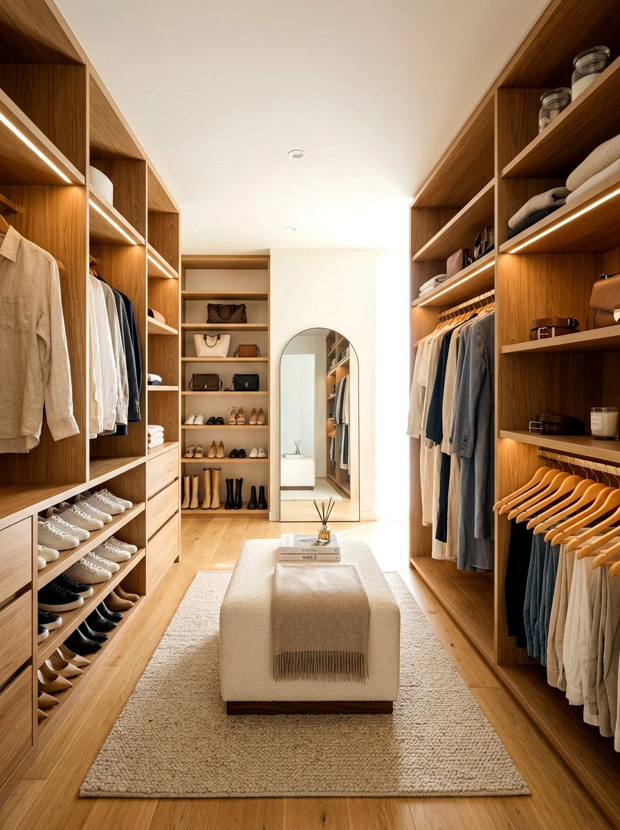 Minimalist walk in closet - 30 calm minimal decor ideas