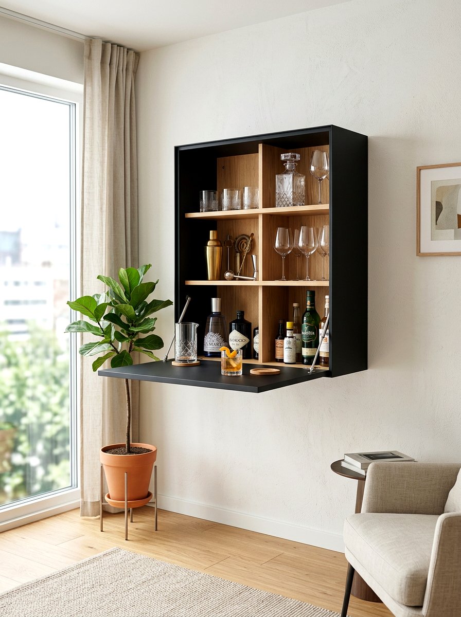 Minimalist wall bar - 30 cocktail nook ideas aesthetic