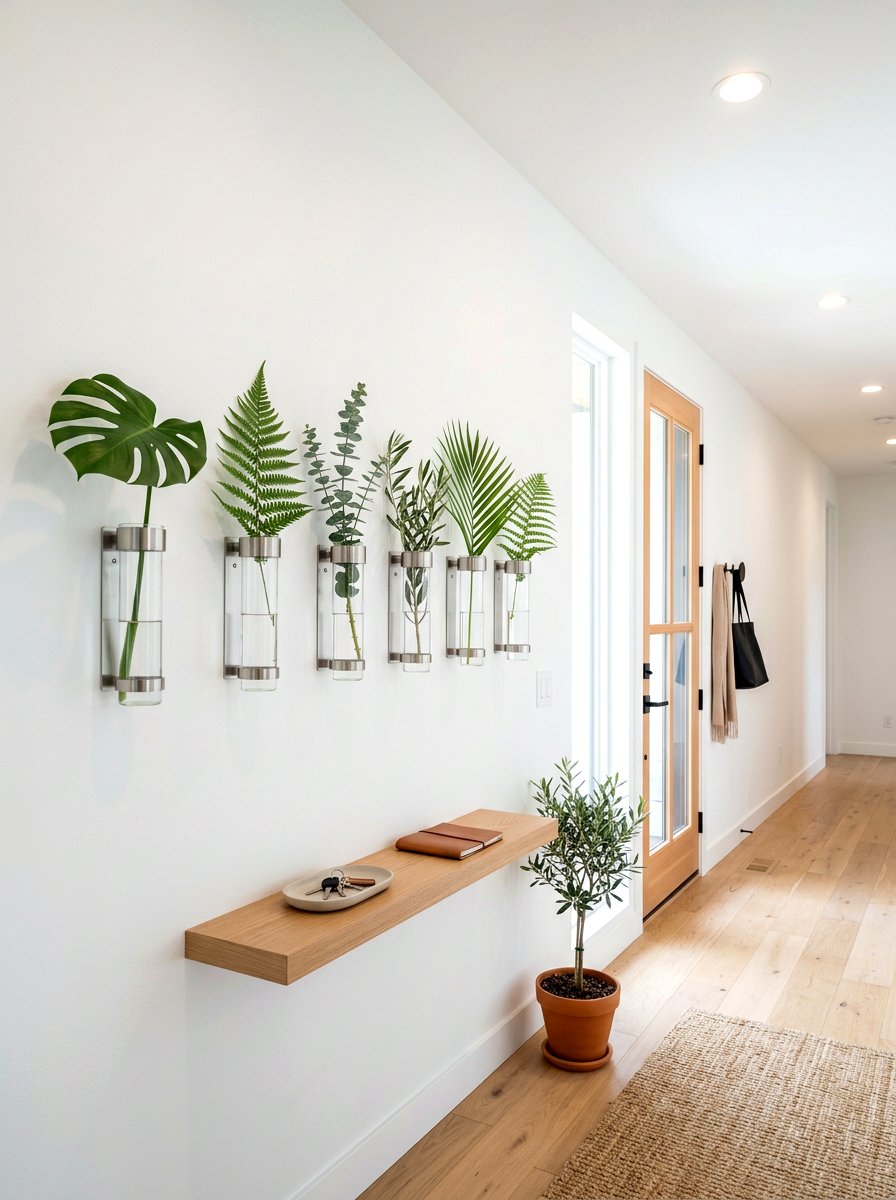 Minimalist wall mounted vases - 30 apartment vertical garden ideas