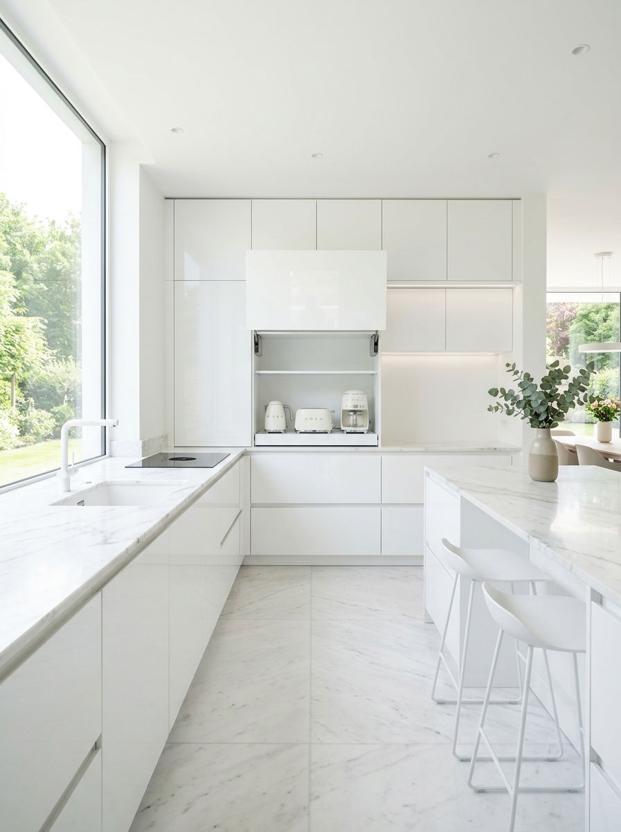 Minimalist white appliance garage - 30 hidden toaster garage ideas aesthetic