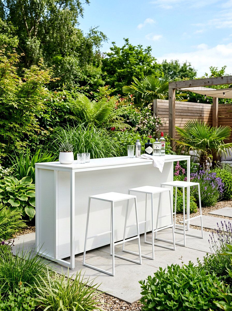 Minimalist white bar - 30 backyard bar ideas
